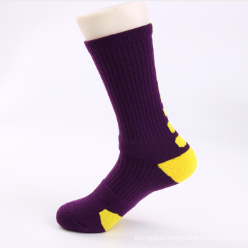 High quality Custom Black Color Anti Slip Football Soccer Man Basketball Crew Sock